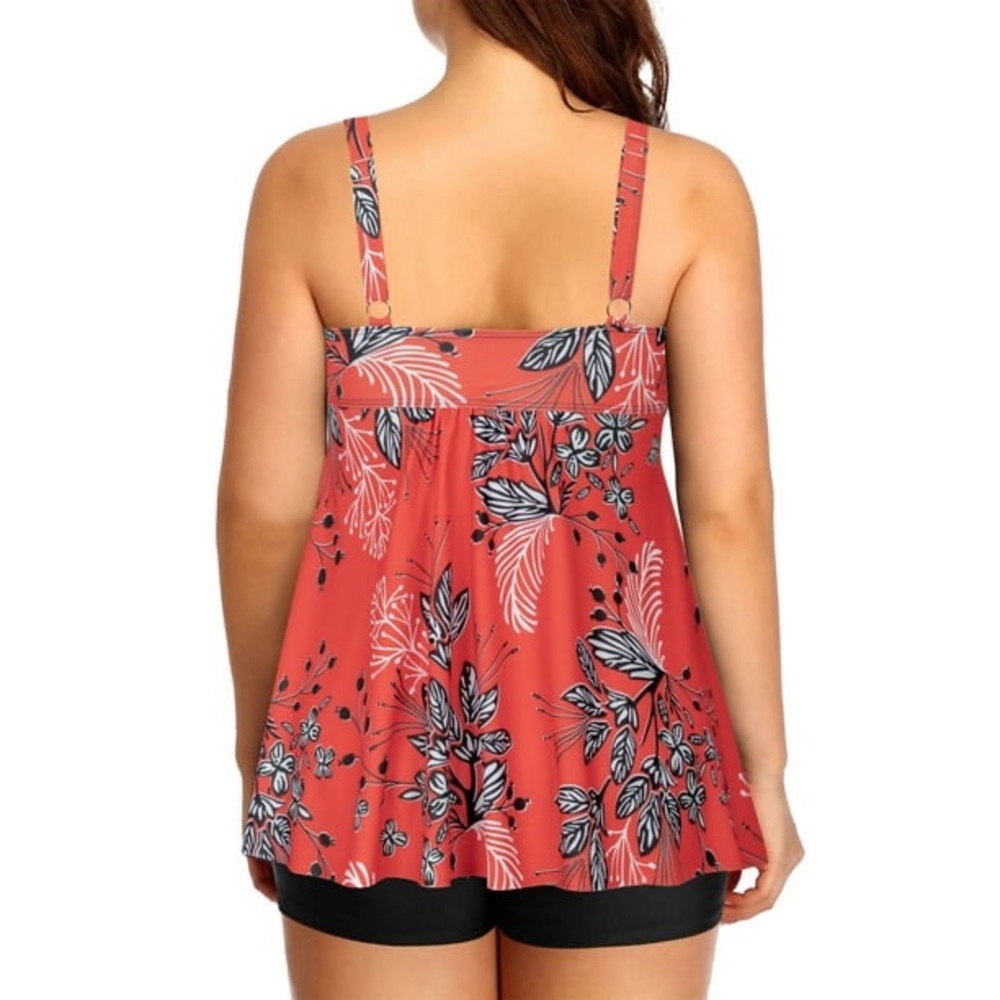 Rivelino Plus Size V-Neck Tankini with Boyshorts Two-Piece Bowknot - Picture 5 of 9